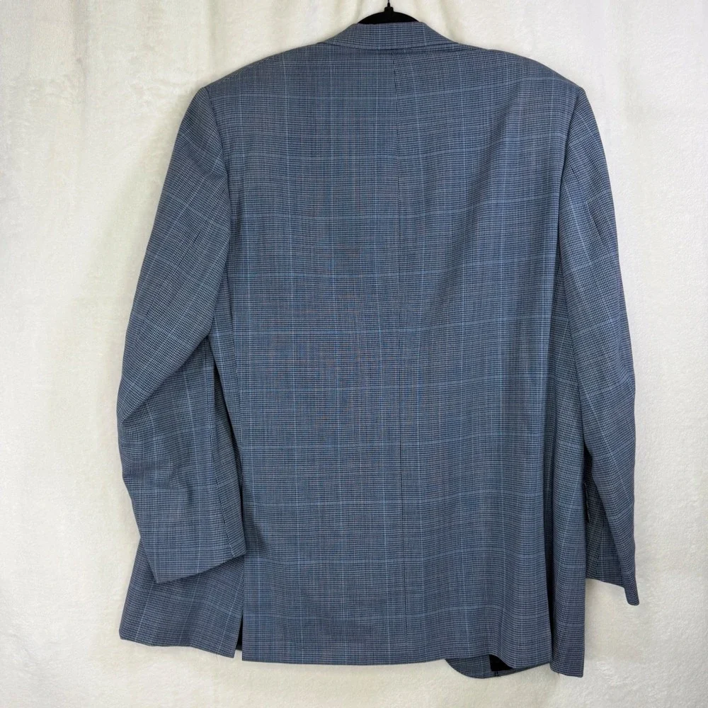 Enrico Isaia Sport Coat Mens Blue Glen Plaid Wool 3-Button Blazer Italy Zelander